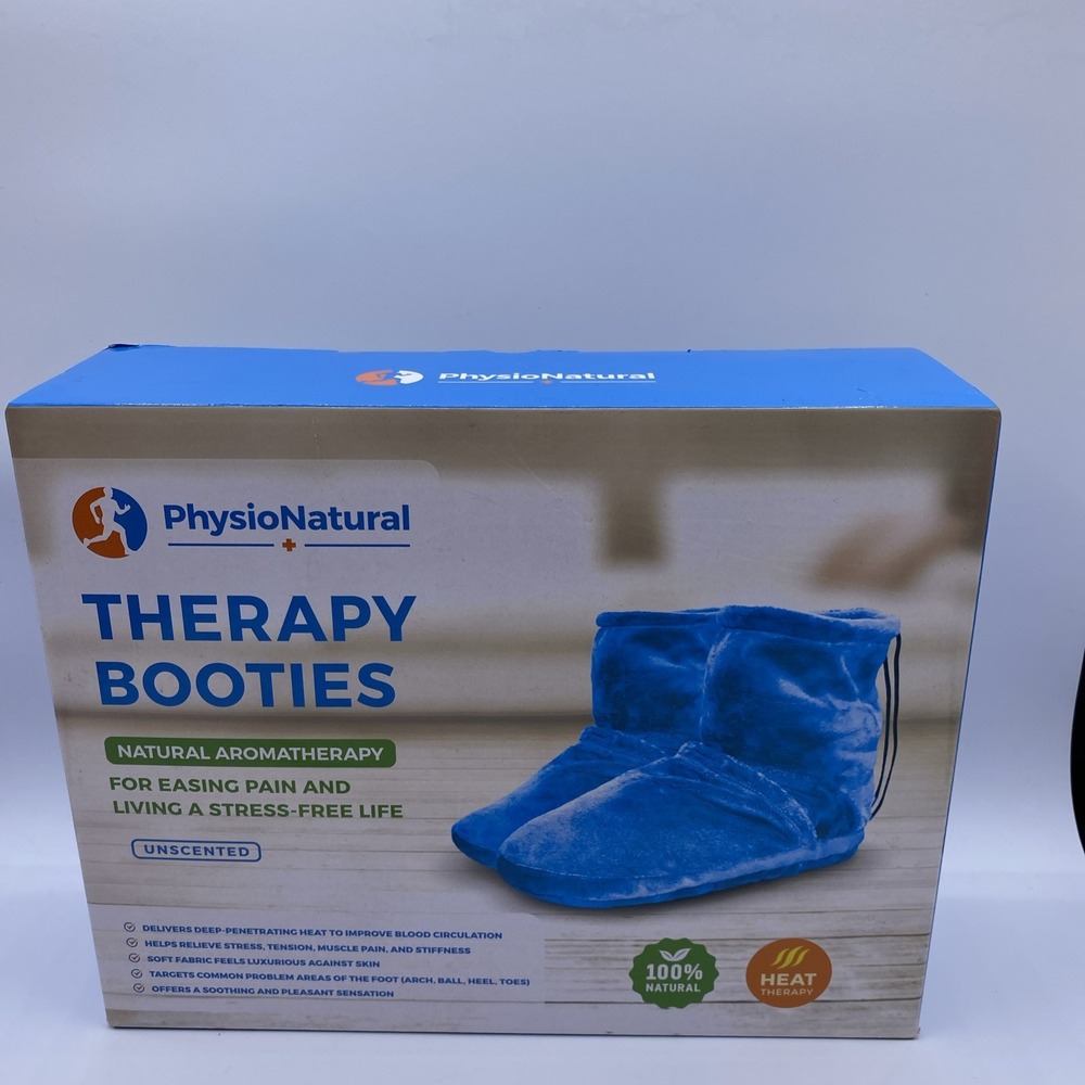PhysioNatural Unisex Microwaveable Therapy Booties Blue Minky Heat Foot Warmers